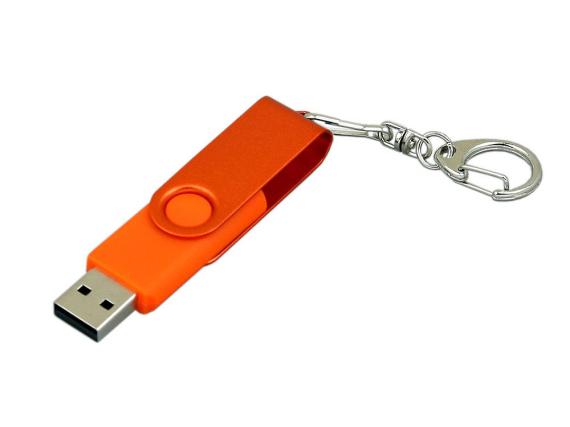 USB 3.0- флешка промо на 128 Гб с поворотным механизмом и однотонным металлическим клипом