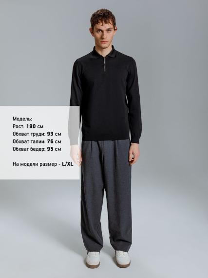 Рубашка поло мужская с длинным рукавом Terrazzo, черная, размер L/XL