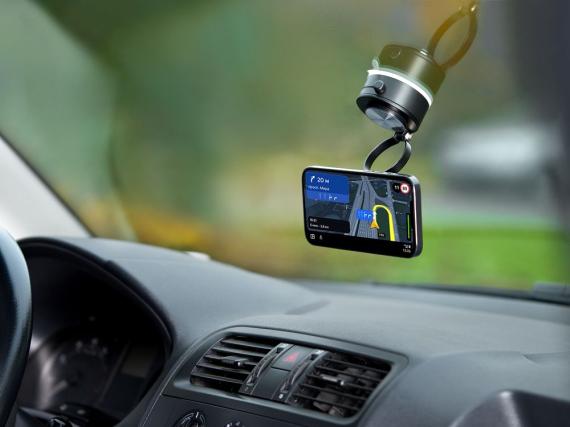 Вакуумная магнитная подставка airFix, черная с серым