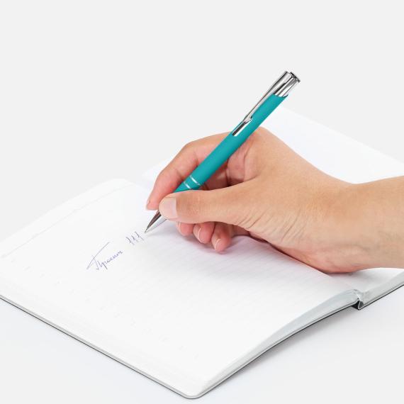 Ручка шариковая Keskus Soft Touch, бирюзовая