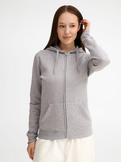 Толстовка женская на молнии с капюшоном Seven Women 290, серый меланж, размер S