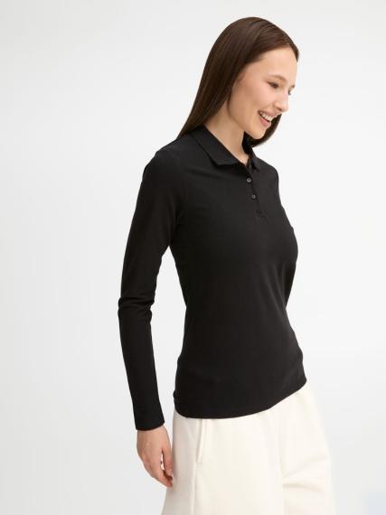 Рубашка поло женская с длинным рукавом Perfect LSL Women черная, размер XXL