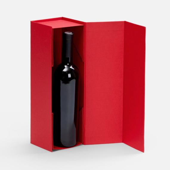 Коробка складная под бутылку Color Jacket Fold, красная