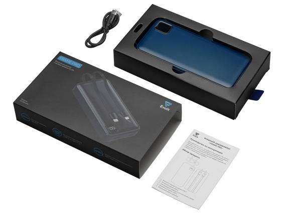 Внешний аккумулятор со встроенными кабелями «Фрэйм Про», быстрая зарядка, 20000мач